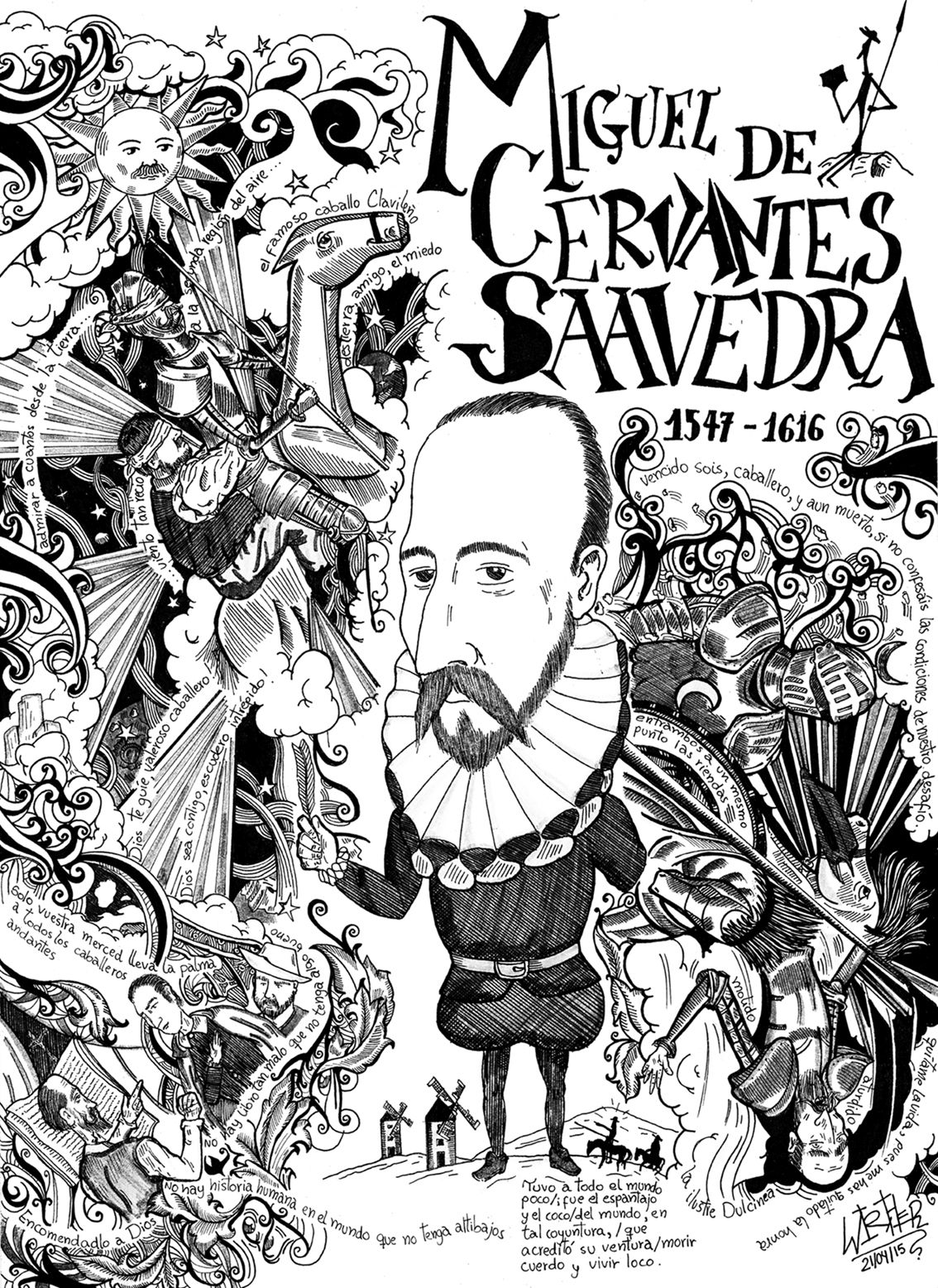 Ilustración: Miguel de Cervantes y la segunda parte del Quijote